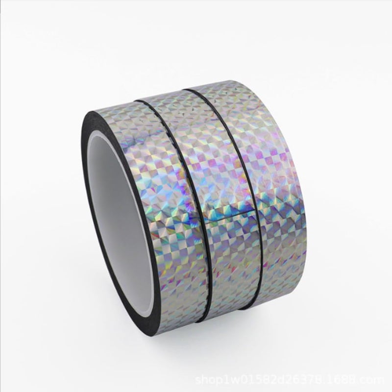 SICCOMA Self-Adhesive Holographic Reflective Tape Prism Tape Holographic Reflective Tape for Keep Birds Away, Craft Projects, DIY Art, Home, Daily Use (Silver, 1 Inch x 55 Yard) - Image 3